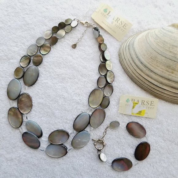New genuine black mother-of-pearl jewelry set